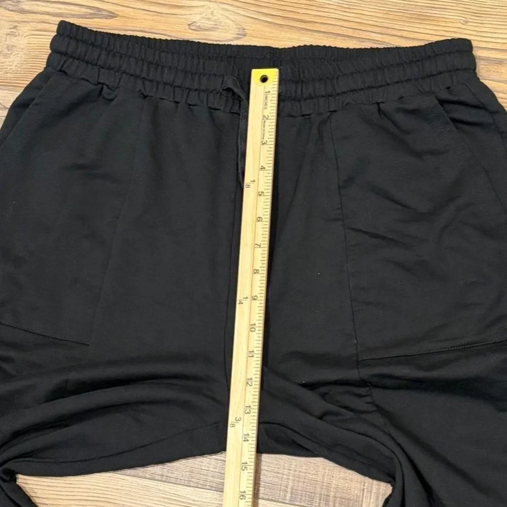 Black joggers baggy high rise comfy XL pockets inseam 24